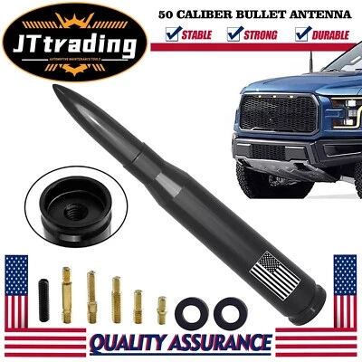 BLACK SHORT US Flag BULLET ANTENNA 50 CAL AM/FM FOR TACOMA TUNDRA 4RUNNER TRUCKS Foto 1 de 4