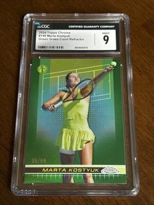2024 TOPPS CHROME MARTA KOSTYUK ROOKIE GREEN GRASS /99 CGC 9 MINT HOT 🔥 - Picture 1 of 2