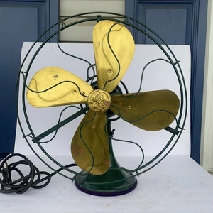 Antique Old General Electric GE Type AOU 4 Brass Blade Oscillating Desk Fan 16” - Picture 1 of 11