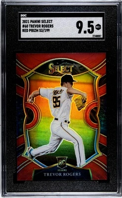 2021 Panini Select Red Prizm Rookie #60 Trevor Rogers /199 SGC 9.5 MINT+ Marlins - Image 1 of 2