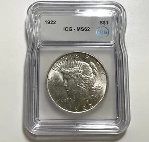 1922-P Silber Peace Dollar 1 $ ICG MS62 .900 Silber US Mint - Bild 1 von 6