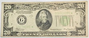 1934 A $20 Dollar Federal Reserve Star Note Chicago FR#2055-G* c836 - Picture 1 of 4