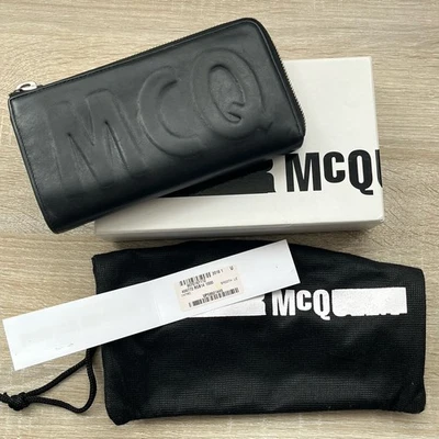 Authentic MCQ by Alexander McQueen Logo Embossed Leather Black Wallet Purse - Image 1 of 4