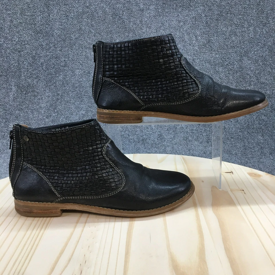 Botas Hush Puppies para mujer 8,5 M botines al tobillo negras punta almendra cremallera trasera tejidas Foto 1 de 4