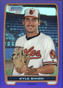 2012 Bowman Chrome Prospects Purple Refractors Card #BCP56 Kyle Simon/199