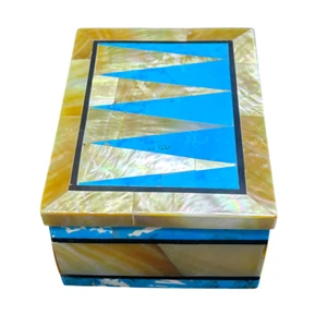 Marmor Stein Schmuckkästchen Edelstein Intarsien Schmuckkästchen Geschenk Pietra Dura Andenken - Bild 1 von 4