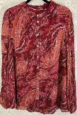 Blusa para mujer SOFT AROUND talla 1X roja naranja Cheyla cachemira abotonada Foto 1 de 4