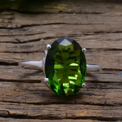 Elegante Peridoto Topazio Gemma 925 Argento Sterling Handmade Anello All Misura - Immagine 1 di 3