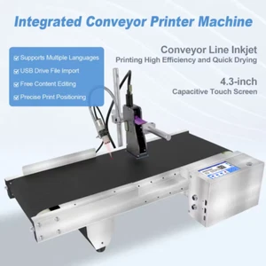 Conveyor Belt with Inkjet Printer 4.3" Screen QR Code Logo Batch Number - Picture 1 of 14