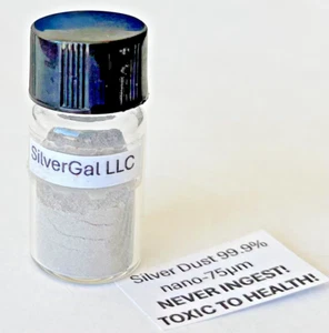 Silver 5 g ULTRA FINE .999  (nano-75μm) metal dust powder colloidal gram 5g five - Picture 1 of 7