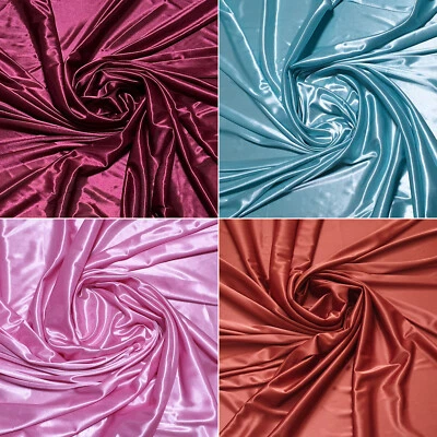SHINY SILKY STRETCH BRIDAL SATIN FABRIC WEDDING DRAPERY DRESS COSTUME STUDIO 17Y - Image 1 of 4