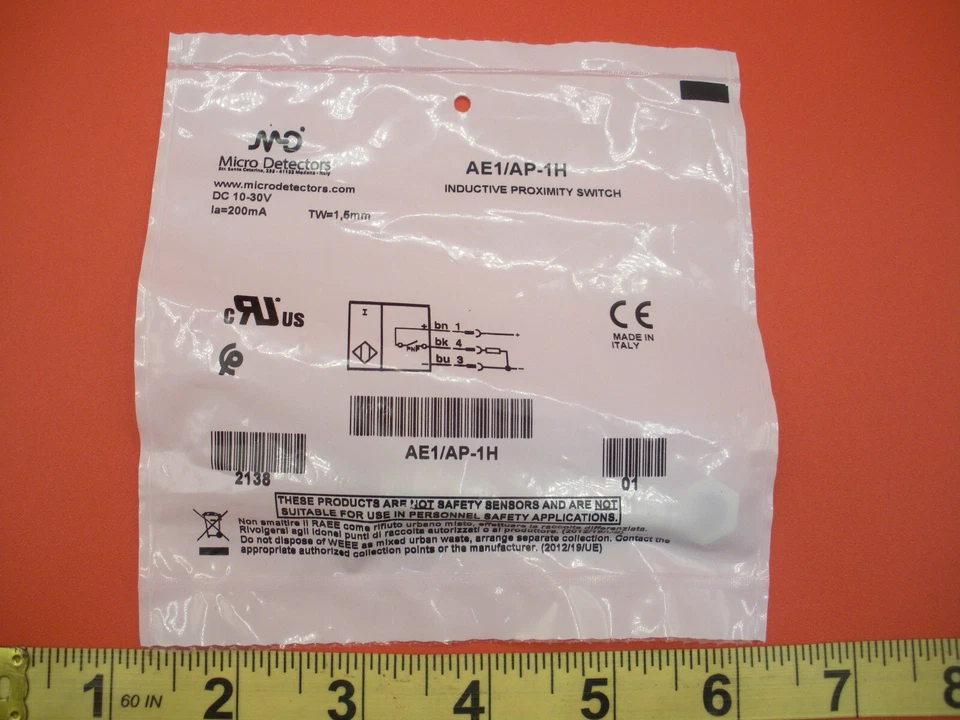 Micro Detectors AE1/AP-1H Proximity Sensor Switch MD Range 1.5mm 4Pin M12 10-30v