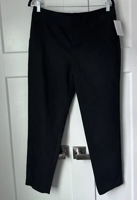 Calça Alice & Olivia Classics preta mistura de algodão perna reta tamanho 10 - Imagem 1 de 4