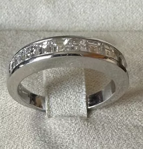 White Gold Ring Band 18Kt. With Natural Diamonds Square Cut Ct. 1.23 - Picture 1 of 12