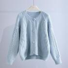 Lady Knitted Cardigan Sweater Coat Loose Top Button Casual Elegant Soft Winter