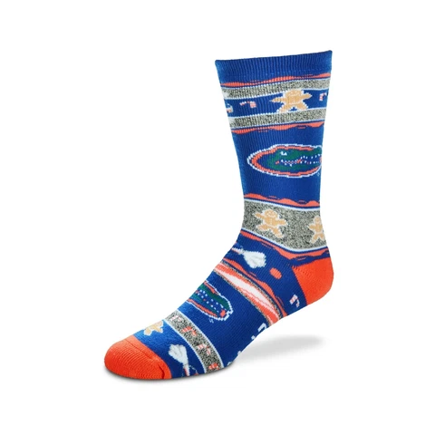 For Bare Feet NCAA Ugly Christmas Holiday Crew Socks Florida Gators-royal Large Cover