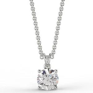 Solitaire Diamond Pendant 1.12 Ct Round Cut 14ct White Gold SI2 D - Picture 1 of 6
