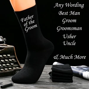 Personalised Wedding Party Socks Groom Best Man Usher Father Of The Groom - Picture 1 of 18