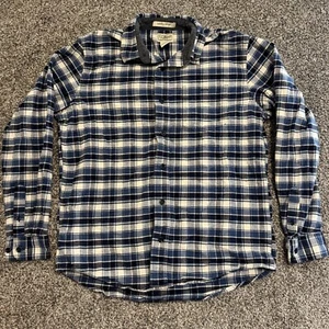 LL Bean Slightly Fitted Men’s M Blue Plaid Long Sleeve Flannel Button Shirt - Picture 1 of 5