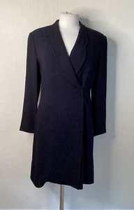 Rare Vintage Mani by Georgio Armani Jacket Tuxedo Dress 80s Navy Sz UK 10 Glam - Picture 1 of 15