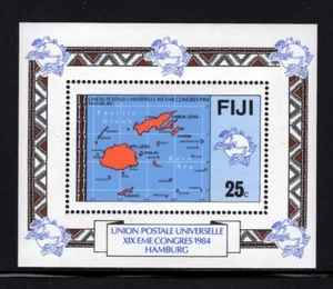 Fidschi 513, postfrisch, 2,50 $. Michel 503 Bl.5. UPU Kongress 1984. UPU-110. Karte x45309 - Bild 1 von 1