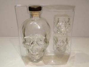 Crystal Head Vodka Empty Skull Bottle and Two Skull Shotglasses - Picture 1 of 3