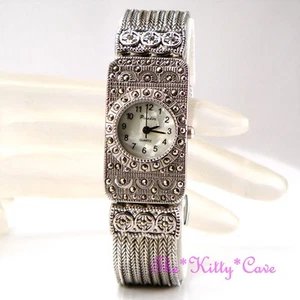 Silber Viktorianisch Deko Barock Gotisch Kette Armband Markasit Edelsteine Uhr - Bild 1 von 12