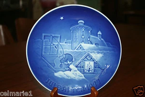 Bing & Grondahl Juleaften Copenhagen Weihnachten blau weiß Teller 1977 - Bild 1 von 3
