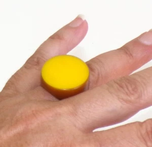 Sobral Rare Retired Cilindro Yellow & Coffee Brown Artist Made Ring Size 7.5 - Picture 1 of 5