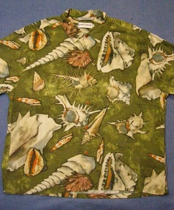 Jam's World Hawaiian Aloha Shirt Hawaii Sea Shells Rayon Green Size 2XL - Picture 1 of 8