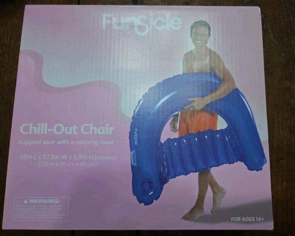 Funsicle Midnight Blue Chill-Out Chair Inflatable Pool Float Vacation Adults
