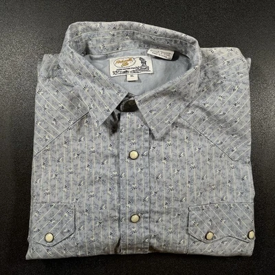 Camisa Panhandle Slim Retro Western Wear Abotonada Perla Talla XL Azul Floral  Foto 1 de 4