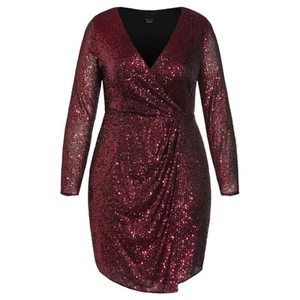 City Chic Razzle Dazzle Sequin Mini Dress in Ruby Size Small or US 16 NWT - Picture 1 of 10