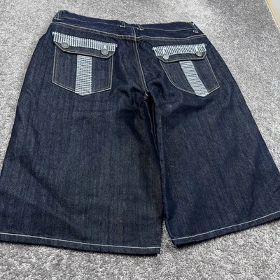 Винтажные мешковатые джинсовые шорты мужские 38 (подходит 34) Y2K синий фигурист красный обезьяна 13» открытие - Изображение 1 из 4