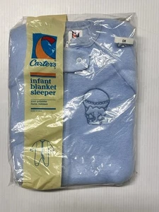 Vintage Carter’s Decke Schlafanzug blau Fleece 6 Monate Footie Pyjama Elefant - Bild 1 von 3