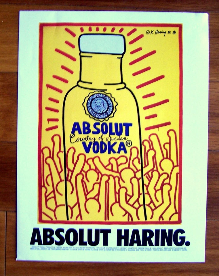 ABSOLUT HARING  - 1994 - 8"X11" - magazine vodka ad art print - Mint cond. - Image 1 of 1