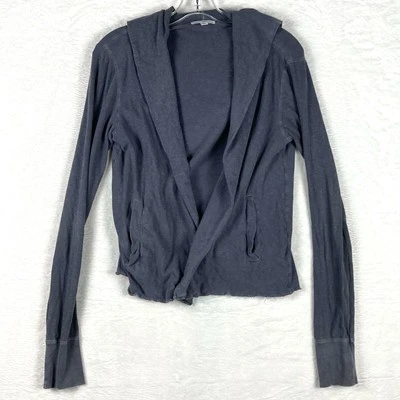 Cárdigan suéter estándar James Perse para mujer 1 (S) minimalista gris cortina abierta  Foto 1 de 4