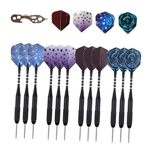 Professional Steel Tip Darts 12 PC Set | 12 PC Brass Barrels | 20g Black Barrel - Picture 1 of 7