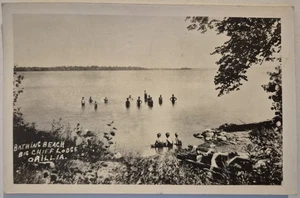 Postal de colección RPPC Bathing Beach Big Chief Lodge Orillia Ontario AA114 - Imagen 1 de 2