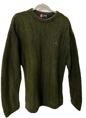 Suéter de punto 100 % algodón verde oliva talla L Chaps para hombre Foto 1 de 4