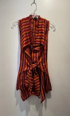 Naracamicie Nara Camicie Colorido Lino Corbata Frontal Top Chaleco Artístico Aberturas Rayas Foto 1 de 4