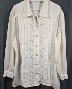 Camicia vintage con bottoni aperta ricamata accenti di perle western elegante - Foto 1 di 10