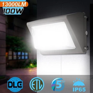 100 Watt LED Wall Pack Light DUSK TO DAWN Photocell Outdoor Commercial Wall Lamp - Picture 1 of 10