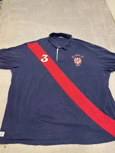 Polo Ralph Lauren Poloshirt Herren 4XB Navy Rot Rugby Schärpe Wappen 3 Applikationen 1967 - Bild 1 von 11
