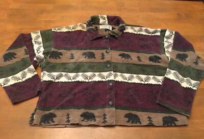 Women’s True Grit Sherpa Fleece Pullover Sweater Button Up Outdor Pattern SZ XL - Image 1 of 3