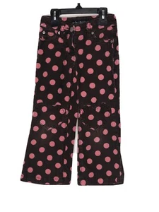 MINI BODEN girls brown Pink Polka Dot Heart patch Pocket Corduroy Pants Sz 5 - Picture 1 of 3