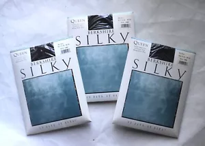 3 Pr Berkshire Queen Silky Leg Control Top Nu Grey 3-4X Pantyhose #4489 NOS - Picture 1 of 3