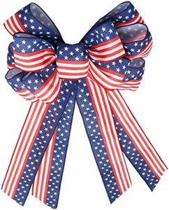 Grandi fiocchi patriottici 4 luglio per corona, bandiera americana corona fiocchi stelle deco - Foto 1 di 12