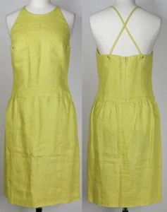 CHANEL 96P Linen Coco Button Dress Onepiece Yellow Size 38 Women's - Picture 1 of 10