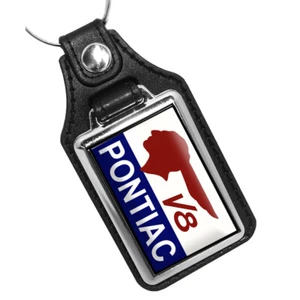 Compatible with Pontiac V-8 Engine Vintage Emblem Red Blue Design Key Ring  - Bild 1 von 3